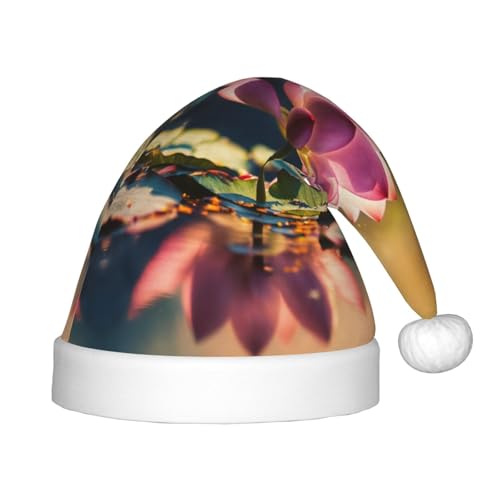 rannsut Weihnachtsmütze mit Lotusblumen, rosa Druck, bequeme Weihnachtsmannmützen für Weihnachten, Kostümparty und Feiertagsveranstaltung rannsut Weihnachtsmütze mit Lotusblumen, rosa Druck, bequeme Weihnachtsmannmützen für Weihnachten, Kostümparty und Feiertagsveranstaltung von rannsut