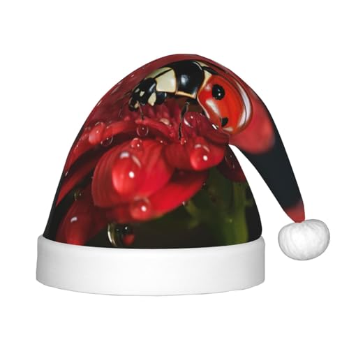 rannsut Weihnachtsmütze mit Marienkäfer-Blumendruck, bequeme Weihnachtsmütze für Weihnachten, Kostümparty und Feiertagsveranstaltung rannsut Weihnachtsmütze mit Marienkäfer-Blumendruck, bequeme Weihnachtsmütze für Weihnachten, Kostümparty und Feiertagsveranstaltung von rannsut