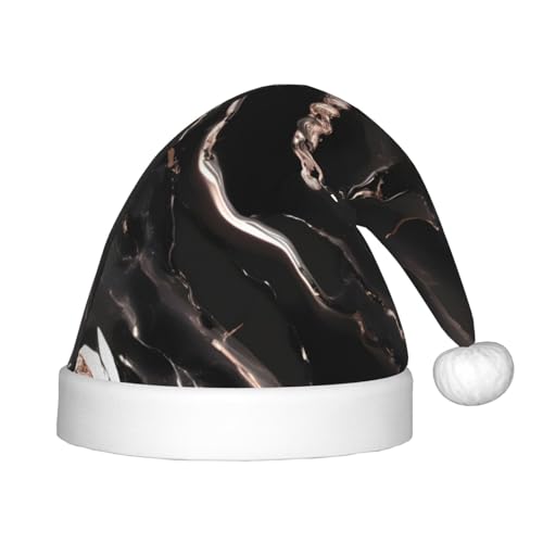 rannsut Weihnachtsmütze mit Marmor-Aufdruck, schwarz, rotgold, bequem, für Weihnachten, Kostümpartys und Feiertagsveranstaltungen von rannsut