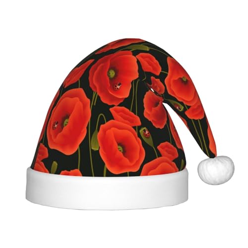rannsut Weihnachtsmütze mit Mohnblumen-Druck, bequeme Weihnachtsmütze für Weihnachten, Kostümparty und Feiertagsveranstaltung rannsut Weihnachtsmütze mit Mohnblumen-Druck, bequeme Weihnachtsmütze für Weihnachten, Kostümparty und Feiertagsveranstaltung von rannsut