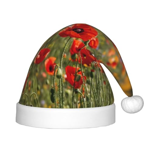 rannsut Weihnachtsmütze mit Mohnblumen-Druck, bequeme Weihnachtsmütze für Weihnachten, Kostümparty und Feiertagsveranstaltung rannsut Weihnachtsmütze mit Mohnblumen-Druck, bequeme Weihnachtsmütze für Weihnachten, Kostümparty und Feiertagsveranstaltung von rannsut