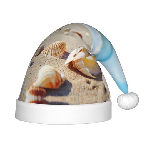 rannsut Weihnachtsmütze mit Muschelsanddruck, bequeme Weihnachtsmannmützen für Weihnachten, Kostümparty und Feiertagsveranstaltungen von rannsut