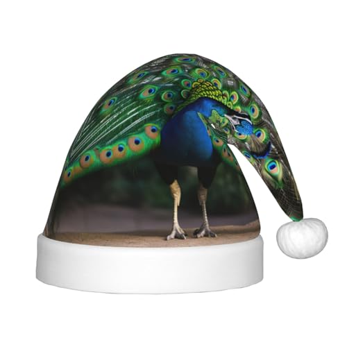 rannsut Weihnachtsmütze mit Pfauen-Aufdruck, bequeme Weihnachtsmütze für Weihnachten, Kostümparty und Feiertagsveranstaltungen rannsut Weihnachtsmütze mit Pfauen-Aufdruck, bequeme Weihnachtsmütze für Weihnachten, Kostümparty und Feiertagsveranstaltungen von rannsut