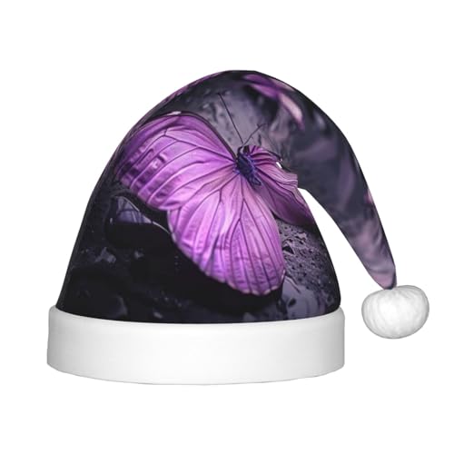 rannsut Weihnachtsmütze mit Schmetterlings-Aufdruck, bequeme Weihnachtsmütze für Weihnachten, Kostümpartys und Feiertagsveranstaltungen, Violett rannsut Weihnachtsmütze mit Schmetterlings-Aufdruck, bequeme Weihnachtsmütze für Weihnachten, Kostümpartys und Feiertagsveranstaltungen, Violett von rannsut