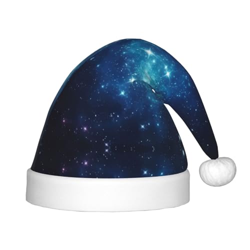 rannsut Weihnachtsmütze mit Sternen-Galaxie-Druck, bequem, Weihnachtsmannmütze, für Weihnachten, Kostümparty und Feiertagsveranstaltung von rannsut