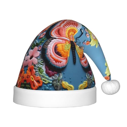 rannsut Weihnachtsmütze mit Stickerei, Schmetterlings-Aufdruck, bequeme Weihnachtsmütze für Weihnachten, Kostümparty und Feiertagsveranstaltung rannsut Weihnachtsmütze mit Stickerei, Schmetterlings-Aufdruck, bequeme Weihnachtsmütze für Weihnachten, Kostümparty und Feiertagsveranstaltung von rannsut