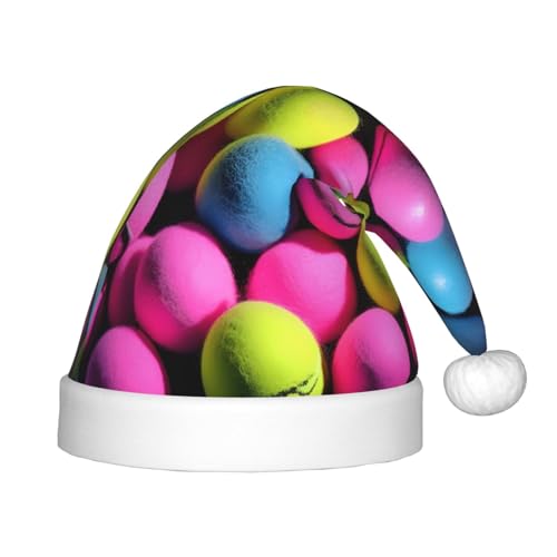 rannsut Weihnachtsmütze mit Tennisbällen in leuchtendem Rosa, bequeme Weihnachtsmützen für Weihnachten, Kostümpartys und Feiertagsveranstaltungen von rannsut