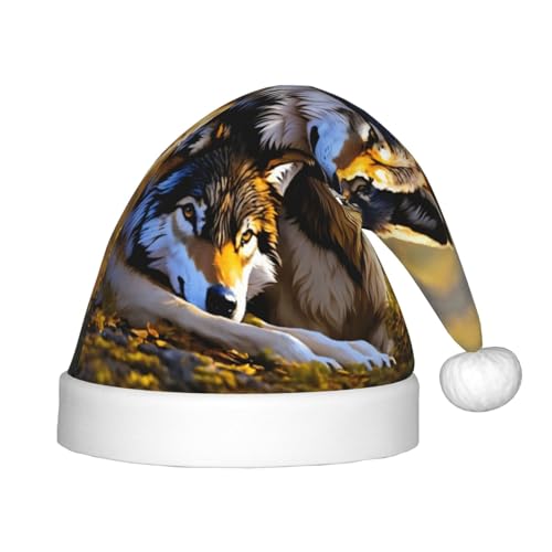 rannsut Weihnachtsmütze mit Wolfs-Aufdruck, bequeme Weihnachtsmannmützen für Weihnachten, Kostümparty und Feiertagsveranstaltungen rannsut Weihnachtsmütze mit Wolfs-Aufdruck, bequeme Weihnachtsmannmützen für Weihnachten, Kostümparty und Feiertagsveranstaltungen von rannsut