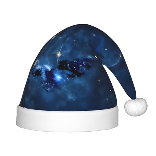 rannsut Weihnachtsmütze mit blauem Galaxie-Druck, bequeme Weihnachtsmütze für Weihnachten, Kostümparty und Feiertagsveranstaltungen von rannsut
