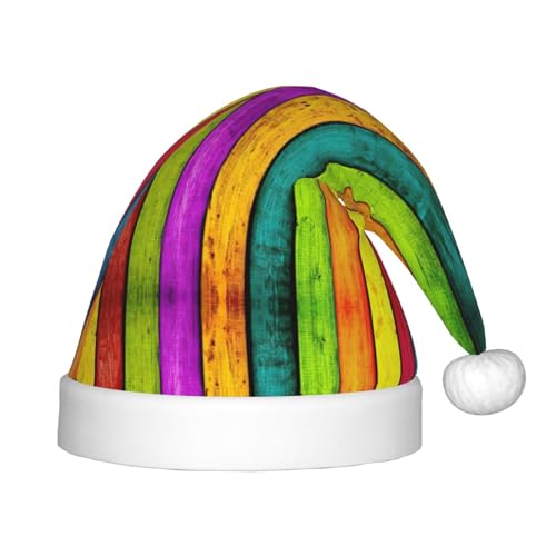 rannsut Weihnachtsmütze mit farbigem Holzbrettaufdruck, bequeme Weihnachtsmütze für Weihnachten, Kostümpartys und Feiertagsveranstaltungen von rannsut