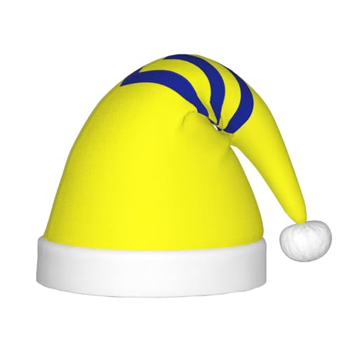 rannsut Weihnachtsmütze mit gelben und blauen Streifen bedruckt, bequeme Weihnachtsmannmützen für Weihnachten, Kostümpartys und Feiertagsveranstaltungen rannsut Weihnachtsmütze mit gelben und blauen Streifen bedruckt, bequeme Weihnachtsmannmützen für Weihnachten, Kostümpartys und Feiertagsveranstaltungen von rannsut