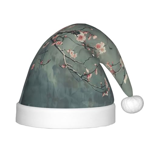 rannsut Weihnachtsmütze mit japanischem Kirschblumen-Druck, bequeme Weihnachtsmütze für Weihnachten, Kostümparty und Feiertagsveranstaltung rannsut Weihnachtsmütze mit japanischem Kirschblumen-Druck, bequeme Weihnachtsmütze für Weihnachten, Kostümparty und Feiertagsveranstaltung von rannsut