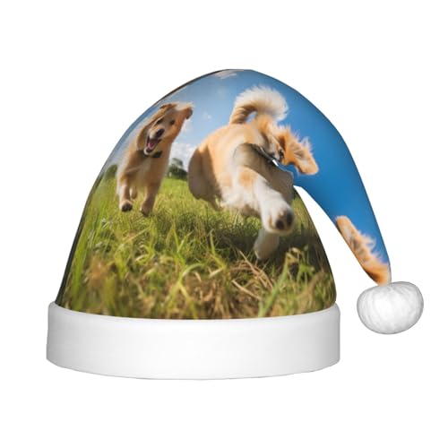 rannsut Weihnachtsmütze mit lustigem Hundeaufdruck, bequeme Weihnachtsmütze für Weihnachten, Kostümparty und Feiertagsveranstaltungen von rannsut