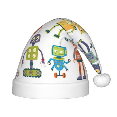 rannsut Weihnachtsmütze mit niedlichem Cartoon-Roboter-Druck, bequeme Weihnachtsmütze für Weihnachten, Kostümparty und Feiertagsveranstaltung von rannsut