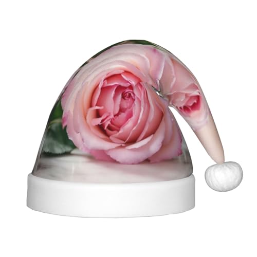 rannsut Weihnachtsmütze mit rosa Rosen-Druck, bequeme Weihnachtsmütze für Weihnachten, Kostümparty und Feiertagsveranstaltungen von rannsut