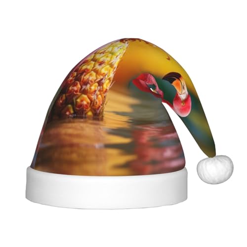 rannsut Weihnachtsmütze mit rotem Flamingo-Ananas-Druck, bequeme Weihnachtsmütze für Weihnachten, Kostümparty und Feiertagsveranstaltung von rannsut