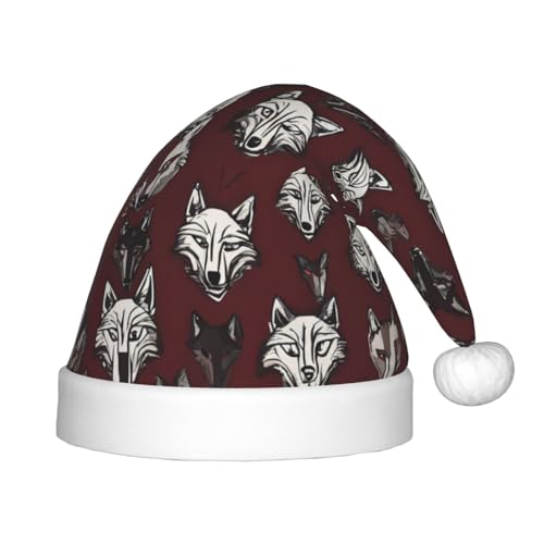 rannsut Wolf-Motive Accessories01 Druck Weihnachtsmütze Komfort Nikolausmützen für Weihnachten Kostüm Party und Urlaub Event von rannsut