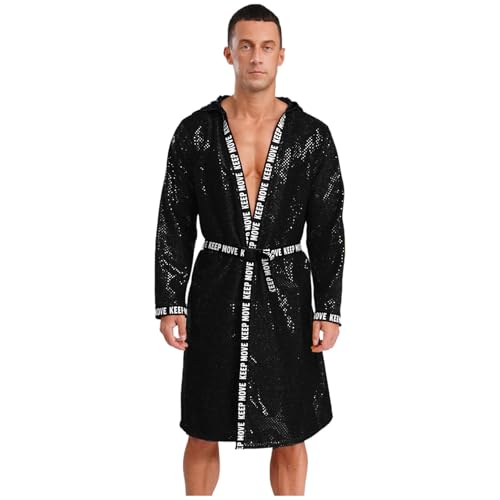 ranrann Boxermantel mit Kapuze Pailletten Kimono Robe Mantel Glitzernde Kampfsports Boxing Muay Thai Mottoparty Outfit Schwarz 3XL ranrann Boxermantel mit Kapuze Pailletten Kimono Robe Mantel Glitzernde Kampfsports Boxing Muay Thai Mottoparty Outfit Schwarz 3XL von ranrann