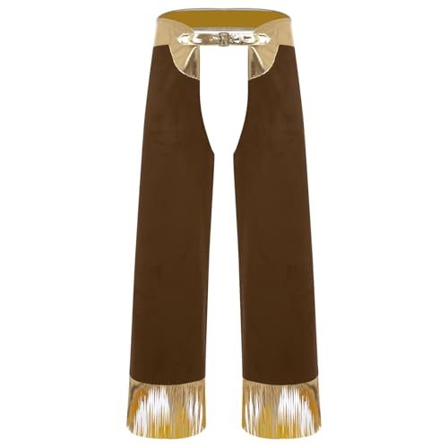 ranrann Cowboy Hose Herren Metallic Pants Chaps Patchwork Überhose mit Quasten Halloween Fasching Mottoparts Western Kostüm Braun XXL ranrann Cowboy Hose Herren Metallic Pants Chaps Patchwork Überhose mit Quasten Halloween Fasching Mottoparts Western Kostüm Braun XXL von ranrann