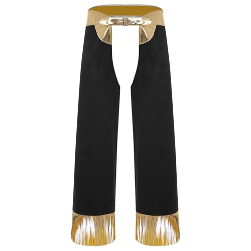 ranrann Cowboy Hose Herren Metallic Pants Chaps Patchwork Überhose mit Quasten Halloween Fasching Mottoparts Western Kostüm Gold 3XL ranrann Cowboy Hose Herren Metallic Pants Chaps Patchwork Überhose mit Quasten Halloween Fasching Mottoparts Western Kostüm Gold 3XL von ranrann