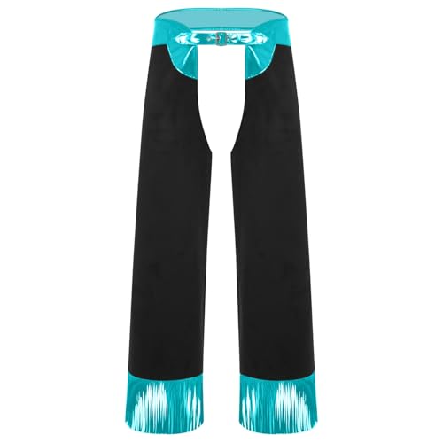 ranrann Cowboy Hose Herren Metallic Pants Chaps Patchwork Überhose mit Quasten Halloween Fasching Mottoparts Western Kostüm Hellblau 3XL ranrann Cowboy Hose Herren Metallic Pants Chaps Patchwork Überhose mit Quasten Halloween Fasching Mottoparts Western Kostüm Hellblau 3XL von ranrann