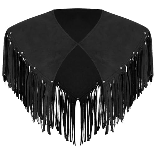 ranrann Cowboy Kostüm Herren Wildleder Cape Umhang Schal Vintage Western Hippe Kostüm Mottopart Fasching Rollenspiel Schwarz XXL ranrann Cowboy Kostüm Herren Wildleder Cape Umhang Schal Vintage Western Hippe Kostüm Mottopart Fasching Rollenspiel Schwarz XXL von ranrann