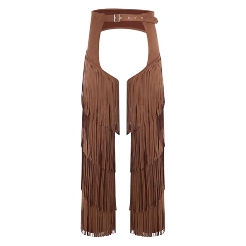 ranrann Cowboy Kostüm Herren Wildleder Hose Chaps mit Mehrlagiger Fransen Vintage Western Hippe Kostüm für Fasching Karneval Party Dunkelbraun M ranrann Cowboy Kostüm Herren Wildleder Hose Chaps mit Mehrlagiger Fransen Vintage Western Hippe Kostüm für Fasching Karneval Party Dunkelbraun M von ranrann