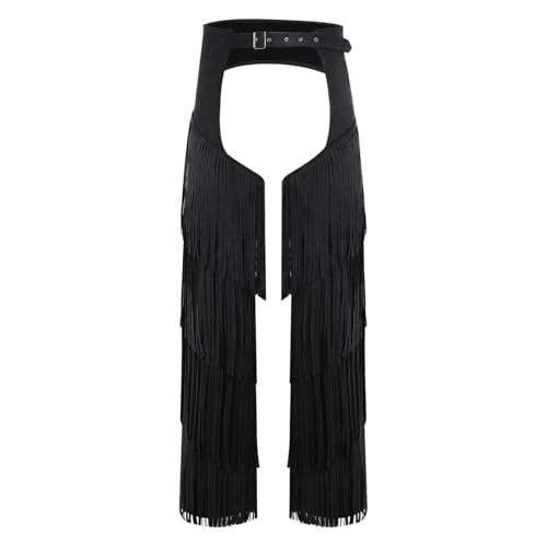 ranrann Cowboy Kostüm Herren Wildleder Hose Chaps mit Mehrlagiger Fransen Vintage Western Hippe Kostüm für Fasching Karneval Party Schwarz M ranrann Cowboy Kostüm Herren Wildleder Hose Chaps mit Mehrlagiger Fransen Vintage Western Hippe Kostüm für Fasching Karneval Party Schwarz M von ranrann
