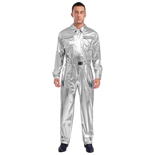 ranrann Disco Kostüm Herren Glänzend Overall Einteiler Body Jumpsuit mit Gürtel Reißverschluss Halloween Karneval Kostüm Silber M ranrann Disco Kostüm Herren Glänzend Overall Einteiler Body Jumpsuit mit Gürtel Reißverschluss Halloween Karneval Kostüm Silber M von ranrann