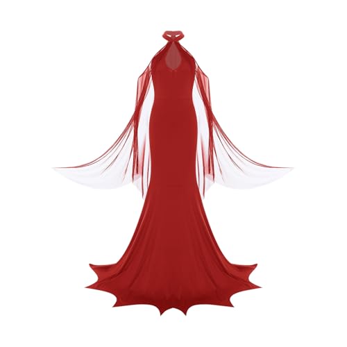 ranrann Halloween Kostüm Damen Hexe Vampir Kleid Lang Neckholder Maxikleid mit Netz Cape Fasching Karneval Rollenspiel Kostüm Rot S ranrann Halloween Kostüm Damen Hexe Vampir Kleid Lang Neckholder Maxikleid mit Netz Cape Fasching Karneval Rollenspiel Kostüm Rot S von ranrann