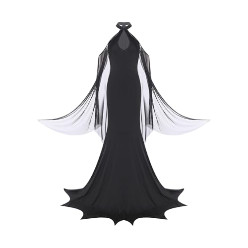 ranrann Halloween Kostüm Damen Hexe Vampir Kleid Lang Neckholder Maxikleid mit Netz Cape Fasching Karneval Rollenspiel Kostüm Schwarz L ranrann Halloween Kostüm Damen Hexe Vampir Kleid Lang Neckholder Maxikleid mit Netz Cape Fasching Karneval Rollenspiel Kostüm Schwarz L von ranrann
