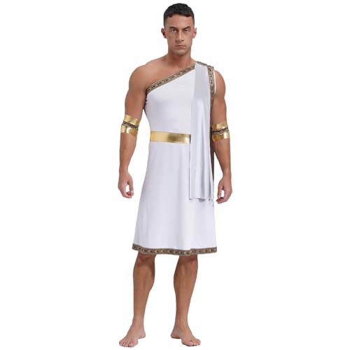 ranrann Herren Toga Kostüm Romischer Gott Kostüm Sexy Rock Tunika Erwachsene Halloween Karneval Fasching Cosplay Outfit Weiß E L von ranrann