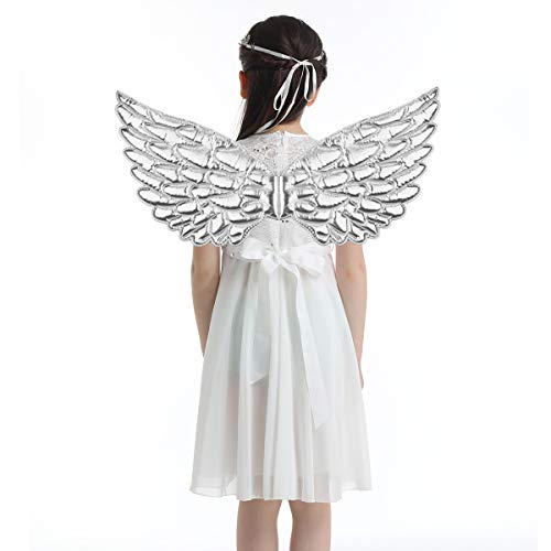 ranrann Kinder Mädchen Engelsflügel Flügel Wings mit Zwei elastischen Trägern Cosplay Zubehör Foto Requisiten Sliber One Size von ranrann