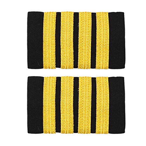 ranrann Unisex 1 Paar Pilot Flieger Kapitän Schulterklappen Epauletten Professionelle Uniform mit Golden Streifen Zubehör Kostüm Schwarz&Gold_mit 4 Streifen One Size ranrann Unisex 1 Paar Pilot Flieger Kapitän Schulterklappen Epauletten Professionelle Uniform mit Golden Streifen Zubehör Kostüm Schwarz&Gold_mit 4 Streifen One Size von ranrann