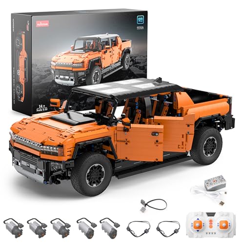 rastar 93600 Technik Offroad-Pickup Bausatz für GMC Hummer EV, 3856 Teile 1:10 mit 5 Motoren und LED Lichter Groß Ferngesteuert Technik Auto Klemmbausteine(Originalverpackung) (Dynamische Version) von rastar