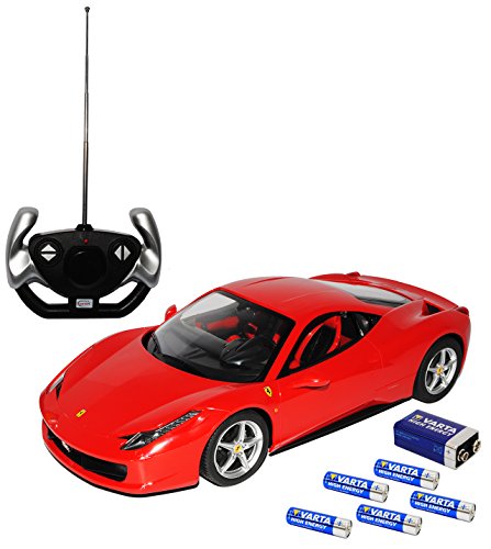 rastar Ferrari 458 Italia Coupe Rot - mit Beleuchtung - RC Funkauto - inklusive Batterien- sofort startklar 1/14 Modell Auto von rastar