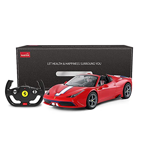 Rastar Ferrari ferngesteuertes Auto, 1 : 14 Ferrari 458, Special A, rotes Spielzeugauto – Cabrio, automatisches Öffnen / Schließen von rastar