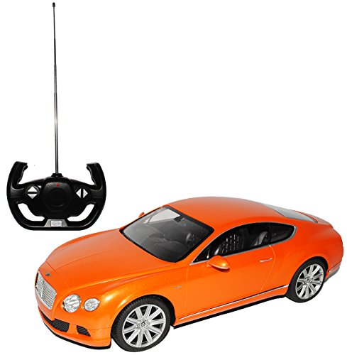rastar Riesig Bentley Continental GT Speed Coupe Orange RC Funkauto - mit Beleuchtung - 1/14 Modell Auto mit individiuellem Wunschkennzeichen von rastar