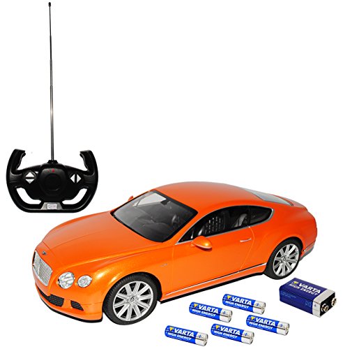 rastar Riesig Bentley Continental GT Speed Coupe Orange RC Funkauto - mit Beleuchtung - inklusive Batterien- sofort startklar 1/14 Modell Auto von rastar