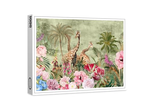 raxxa Premium-Puzzle | Giraffen im Vintage Dschungel | 1000 Teile von raxxa