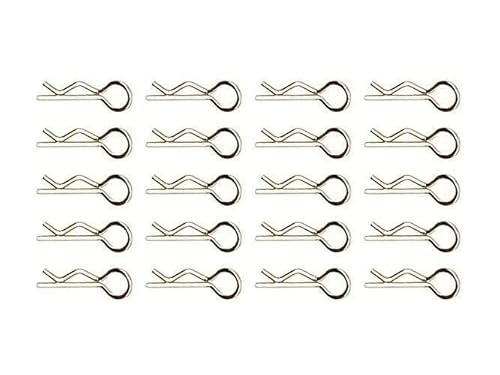 rcbay Karosserieklammern 18,0mm - 1,0mm Silber für RC Modellbau 1:24 1:18 1:12 Federstecker 20 Stück Rc Body Clips Klammern von rcbay