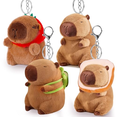 redaica Capybara-Schlüsselanhänger, Plüsch, Capybara, Stofftier-Spielzeug mit Kleidung, Zubehör, Valentinstagsgeschenk für Kinder, 4 Stück redaica Capybara-Schlüsselanhänger, Plüsch, Capybara, Stofftier-Spielzeug mit Kleidung, Zubehör, Valentinstagsgeschenk für Kinder, 4 Stück von redaica