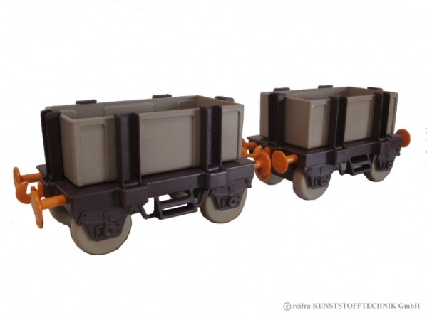 Kindereisenbahn Waggon Set 1 braun / beige / orange von reifra