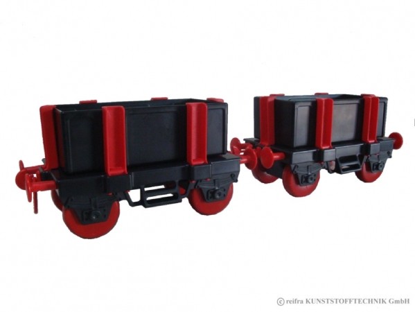 Kindereisenbahn Waggon Set 2 schwarz / rot schwarz / rot von reifra