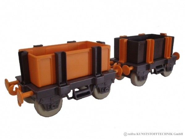 Kindereisenbahn Waggon Set 3 braun / orange von reifra