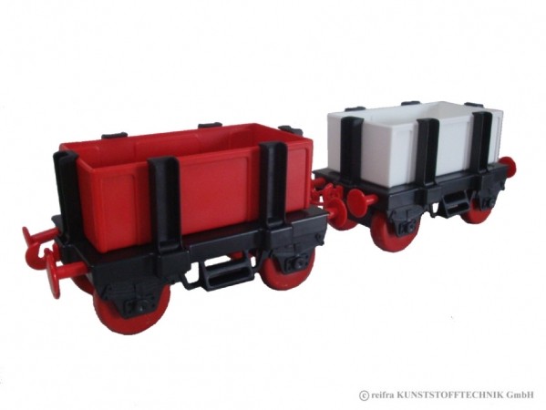 Kindereisenbahn Waggon Set 4 schwarz / rot / weiß von reifra