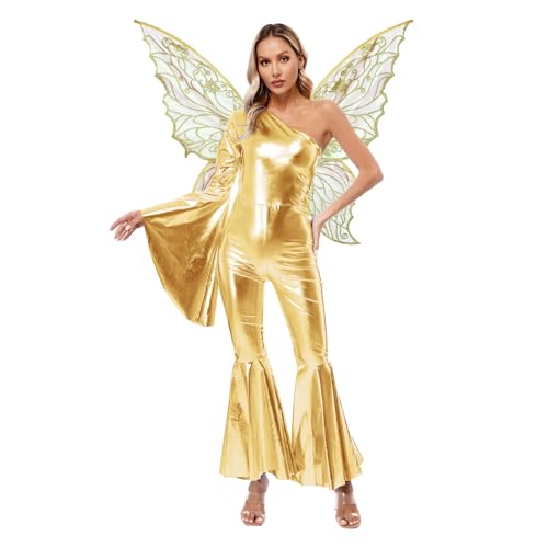 renvena Damen Feen Kostüm Schmetterling Kostüm Glänzend Bodysuit Einteiler Overall Rollenspiel Kostüm Gold S renvena Damen Feen Kostüm Schmetterling Kostüm Glänzend Bodysuit Einteiler Overall Rollenspiel Kostüm Gold S von renvena