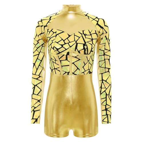 renvena Damen Glänzend Bodysuit Einteiler Body Langarm Overall Jumpsuit Kurz Weltraum Kostüm Fasching Karneval Gold S renvena Damen Glänzend Bodysuit Einteiler Body Langarm Overall Jumpsuit Kurz Weltraum Kostüm Fasching Karneval Gold S von renvena