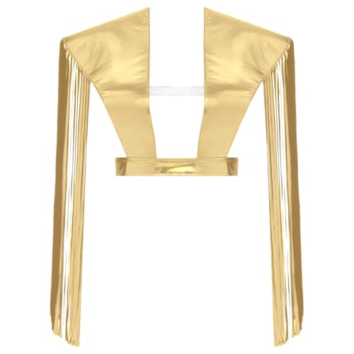 renvena Damen Metallisch Rüstung Panzer Schulterschutz Shrug Oberteil mit Quasten Harness Geschirr Mottoparty Clubwear Gold M von renvena