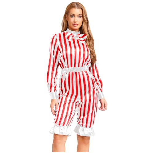 renvena Damen Pantomime Kostüm Gestreift Overall Langarm Romper Halloween Zirkus Clown Rollenspiel Fasching Karneval Kostüm Weiß&Rot XXL renvena Damen Pantomime Kostüm Gestreift Overall Langarm Romper Halloween Zirkus Clown Rollenspiel Fasching Karneval Kostüm Weiß&Rot XXL von renvena